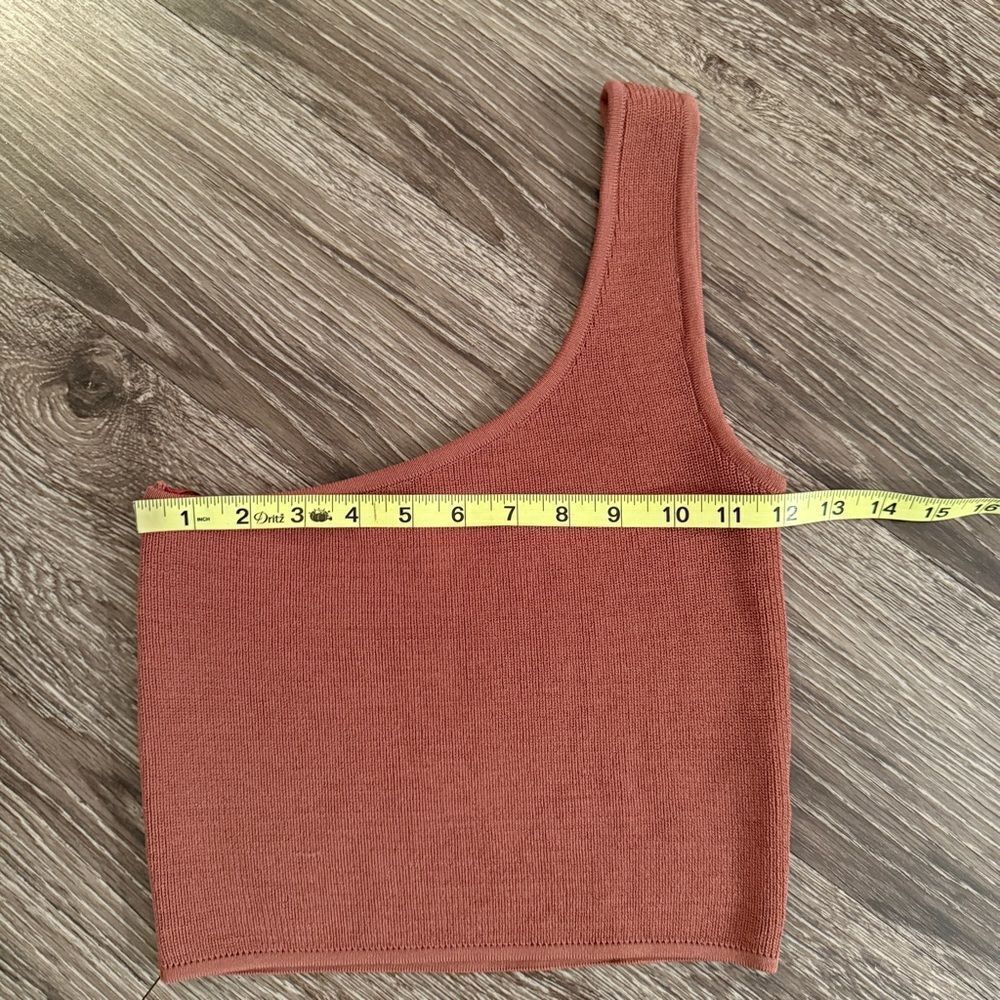 One-Shoulder Ribbed Crop Top - Rust - Picture 5 of 6